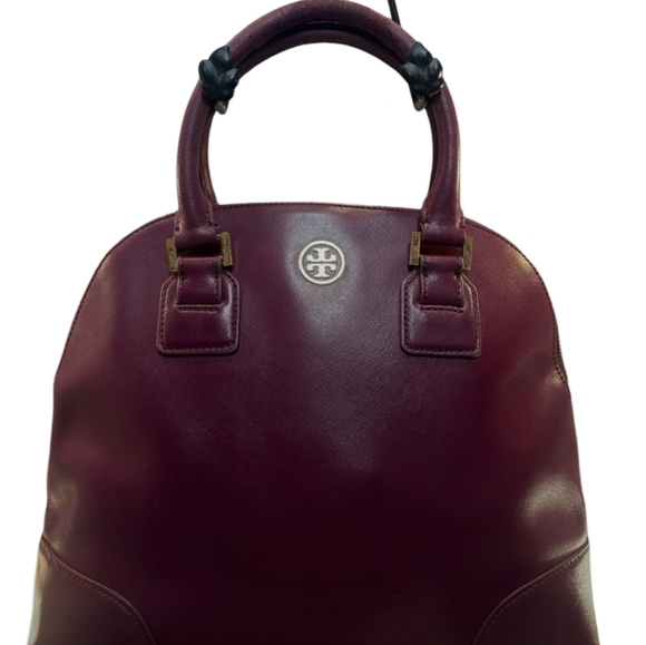 Tory Burch | Robinson Dome Violet Leather Satchel Bag - Discoloration on Handles - Picture 8 of 11
